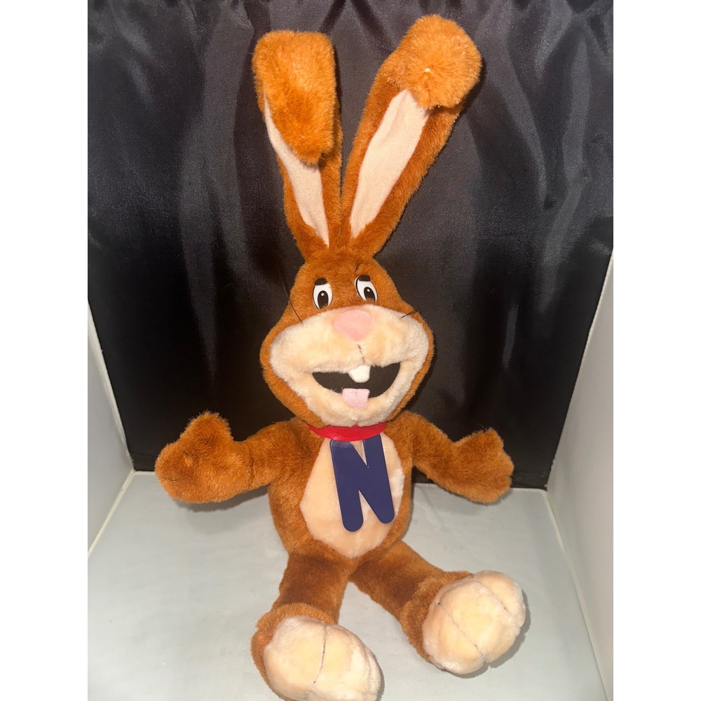Vintage Nesquik Bunny Plush Stuffed Animal Quicky Mascot 20 Inch Brown Rabbit
